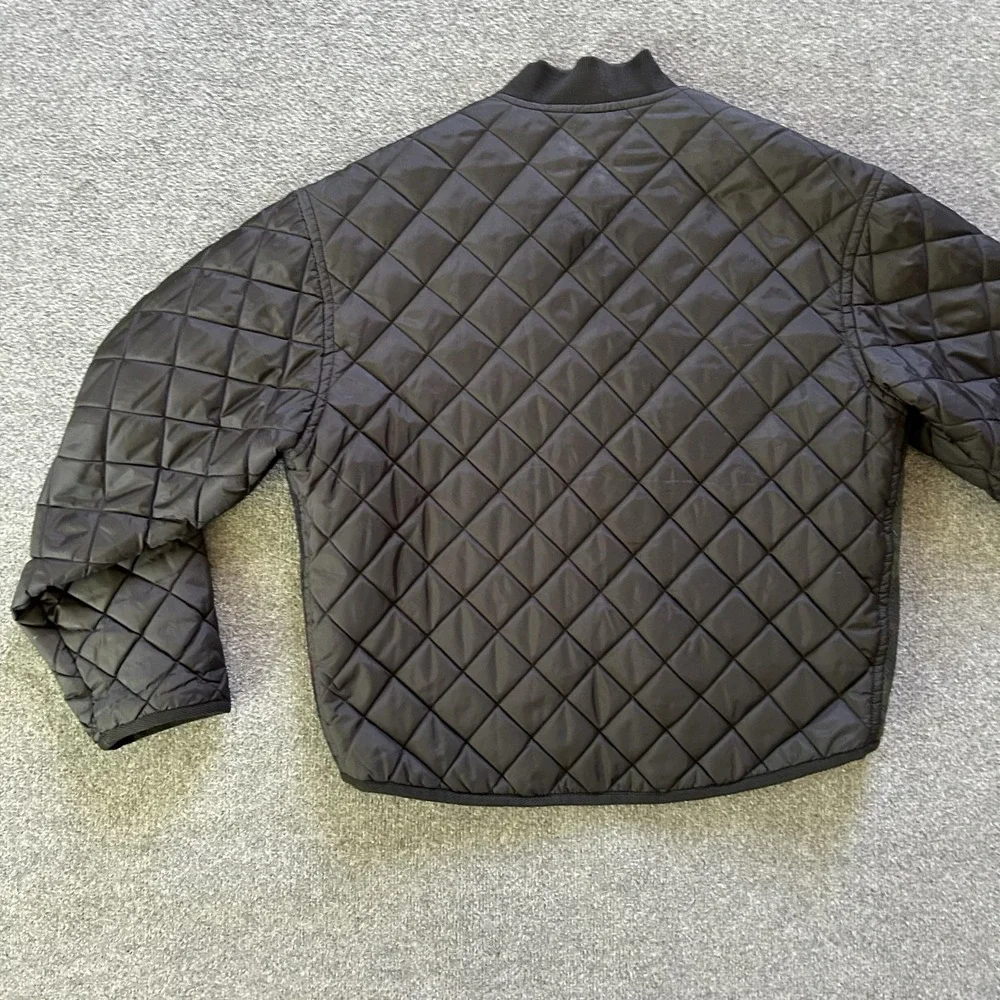 French Connection Jacket Men XL Green Tartan Plaid Wool Quilted Bomber Vintage